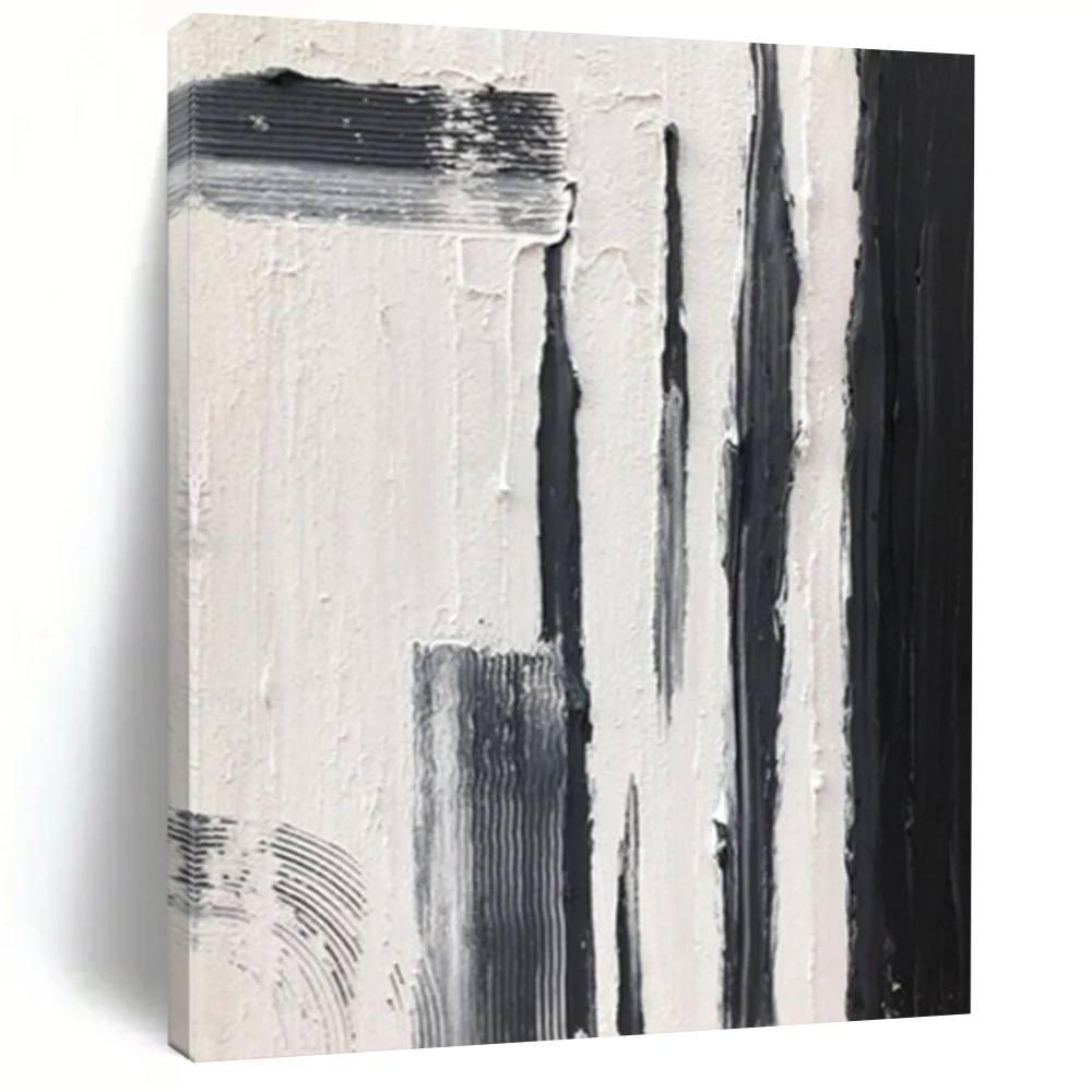 Oversized Black White - extra large blue abstract painting